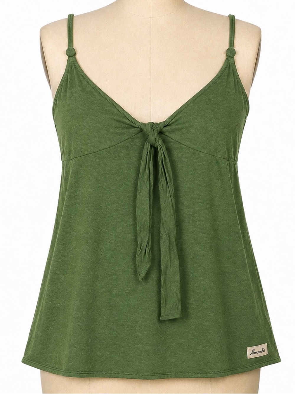 Vintage Y2K Abercrombie & Fitch Silk Blend Tie Front Cami Top Green S